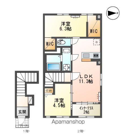 グリーンコート 西の原(2LDK/2階)の間取り写真