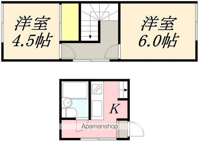 ハイツハマダ本通(2K/2階)の間取り写真
