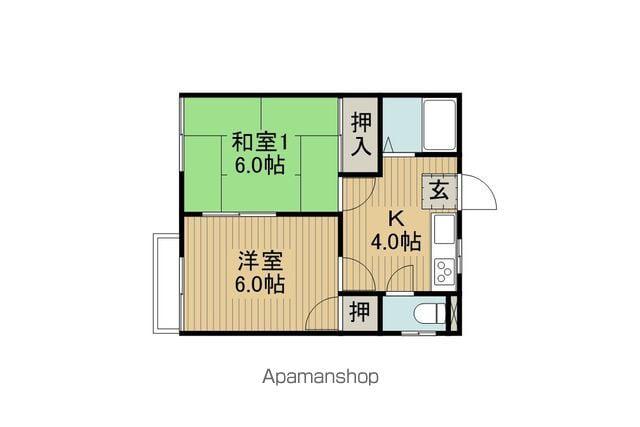 ハイツおくの(2K/2階)の間取り写真