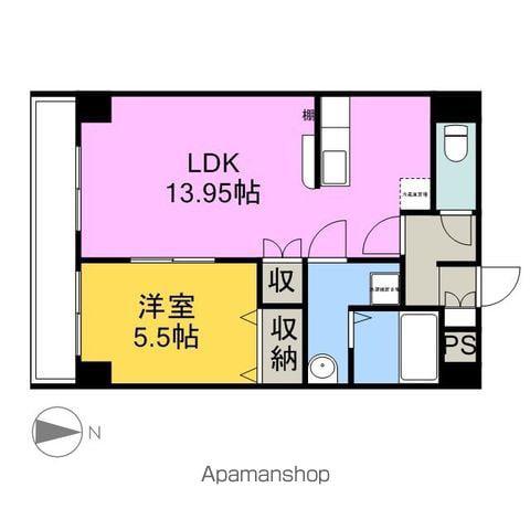 WINDOM亀川(1LDK/10階)の間取り写真
