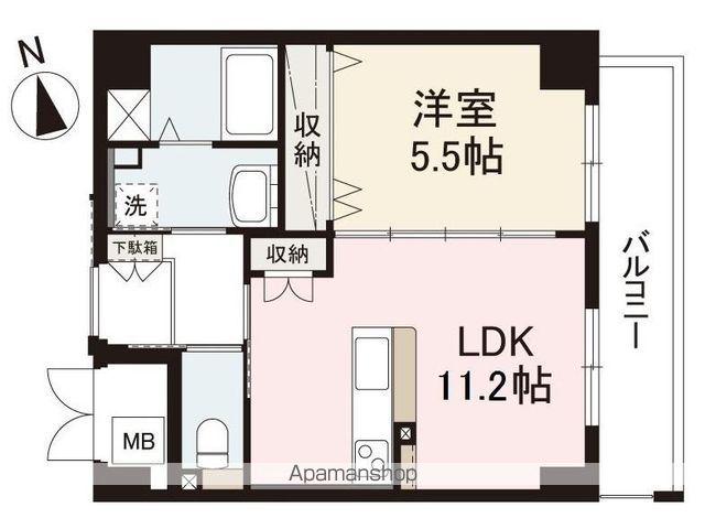 グリンアイル仏生山(1LDK/2階)の間取り写真