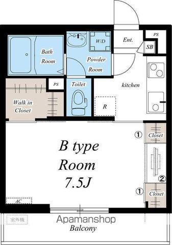 リブリ・ファインレジデンス(1K/2階)の間取り写真