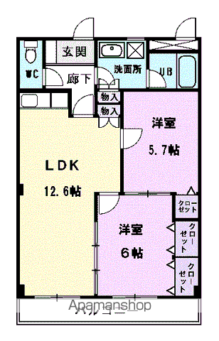 マリッチ赤城(2LDK/2階)の間取り写真