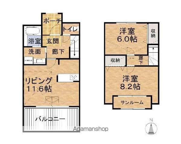 幸栄アパートメントC棟(2LDK/1階)の間取り写真