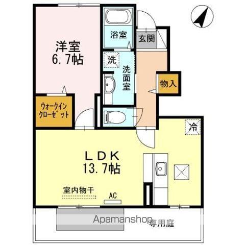 ハピネス A棟(1LDK/1階)の間取り写真