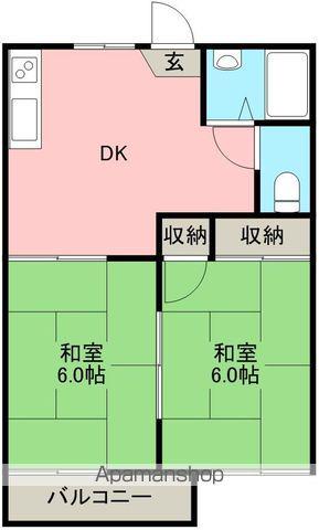 コーポ鎌田B(2DK/1階)の間取り写真