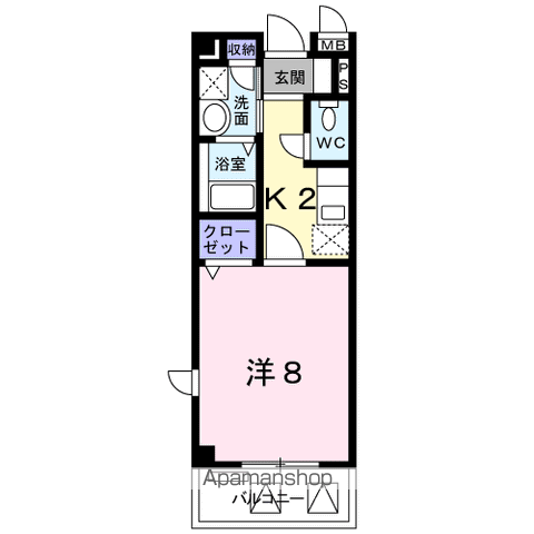マニフィーク(1K/2階)の間取り写真