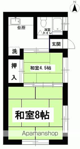 蓬山ハイツ(2K/1階)の間取り写真