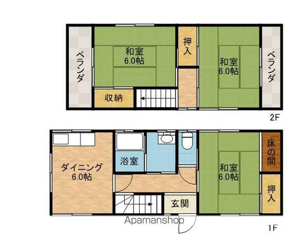 東海道本線 高槻駅 バス乗車時間:15分 上の口バス停で下車 徒歩2分 2階建 築52年(3DK)の間取り写真