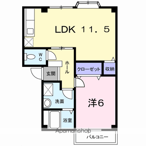 グリーンハイツB(1LDK/1階)の間取り写真