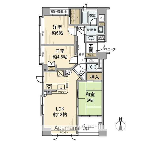 藤和シティーホームズ三鷹(3LDK/4階)の間取り写真