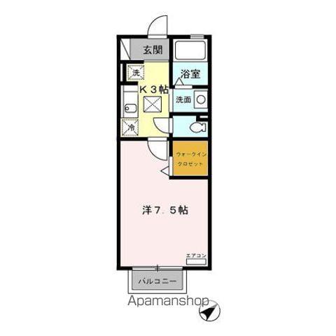 セジュール富士見(1K/1階)の間取り写真