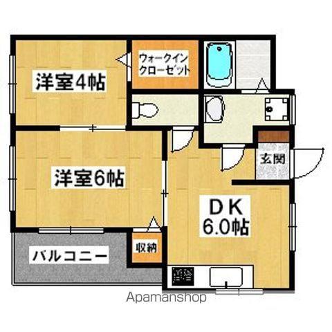 カーザ浜村(2DK/1階)の間取り写真