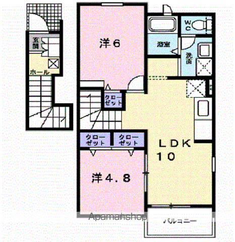 メゾン・カミサワA(2LDK/2階)の間取り写真