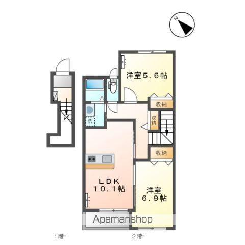 ラ・カンパニュラⅡ(2LDK/2階)の間取り写真