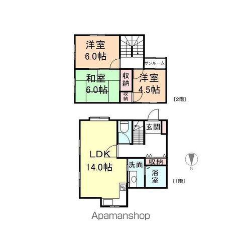 ファシーネ上関(3LDK/2階)の間取り写真