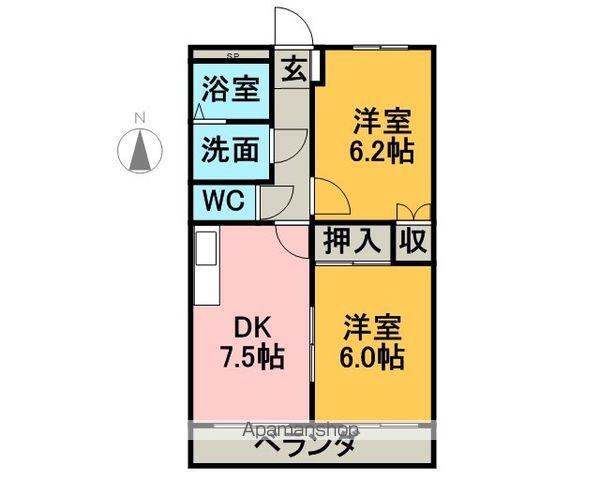 インペリアル伏見(2DK/1階)の間取り写真