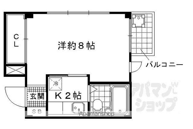 ラピスヤン東野(1K/3階)の間取り写真
