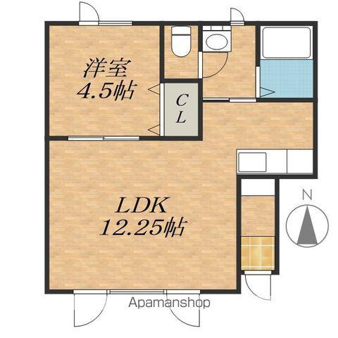 スクエア(1LDK/1階)の間取り写真