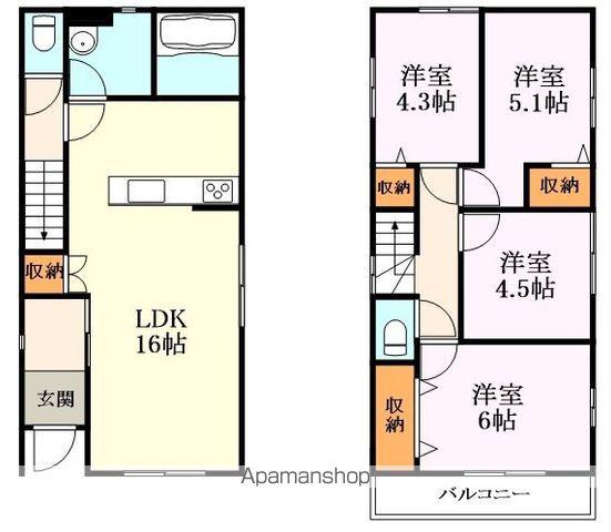 奈良線 城陽駅 徒歩17分 2階建 築1年(4LDK)の間取り写真