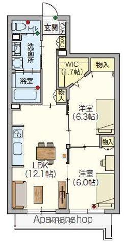 シニア限定 ヘーベルVILLAGE浦和本太(2LDK/2階)の間取り写真