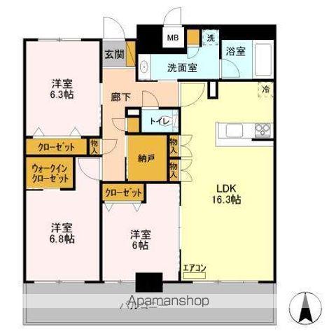フロンティア・コンフォート研究学園(3LDK/14階)の間取り写真