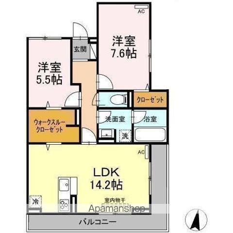 DーRESIDENCE西町(2LDK/2階)の間取り写真