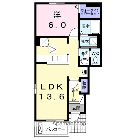 RIRIA Ⅶ Ⅴ(1LDK/1階)の間取り写真