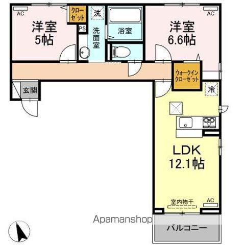 ロイヤルサン A棟(2LDK/1階)の間取り写真