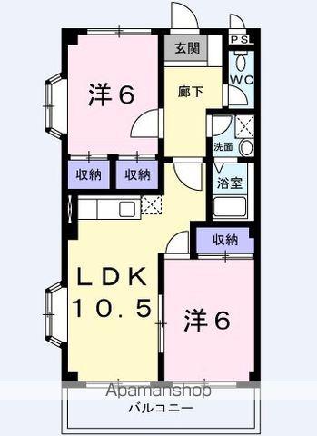 ファインパーク松ヶ瀬(2DK/3階)の間取り写真