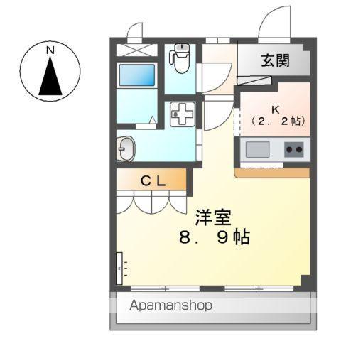 ウイングコート(1K/2階)の間取り写真