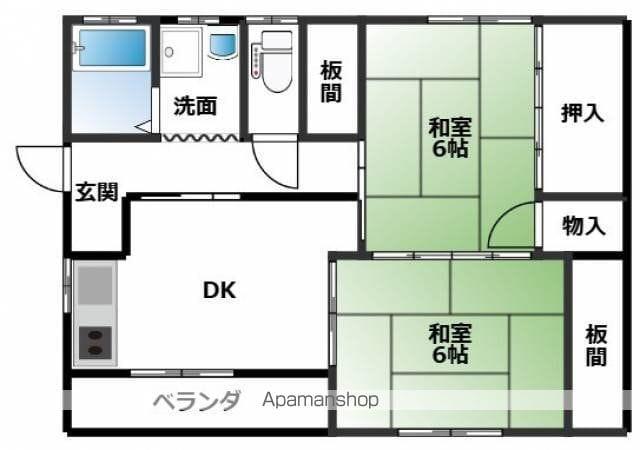 朝美2丁目藤田(2DK/2階)の間取り写真