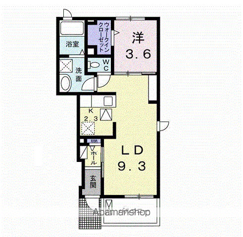 ソレイユⅢ(1LDK/1階)の間取り写真