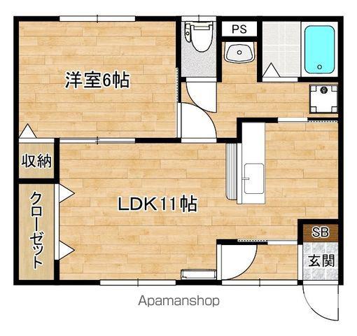 石巻線 渡波駅 徒歩11分 2階建 築26年(1LDK/1階)の間取り写真