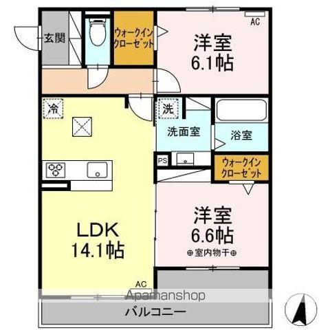 ハイコートサウザンスK(2LDK/1階)の間取り写真
