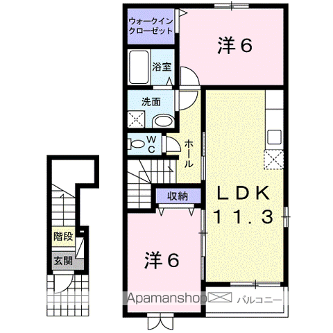 ブリートB(2LDK/2階)の間取り写真