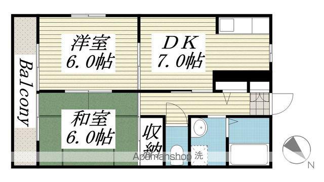 ハイツアキモト(2DK/2階)の間取り写真