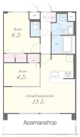 ALUNA箱崎(2LDK/12階)の間取り写真