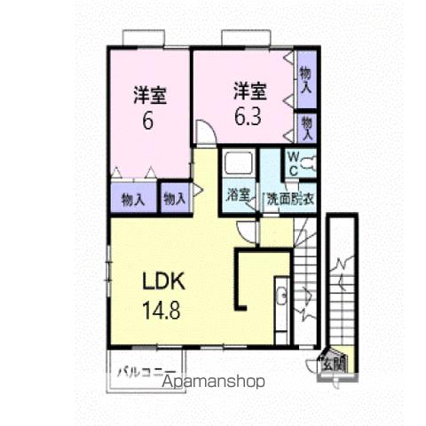 レジデンス ミーテ(2LDK/2階)の間取り写真