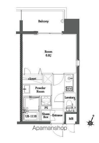 エンクレスト博多MATE(1K/6階)の間取り写真