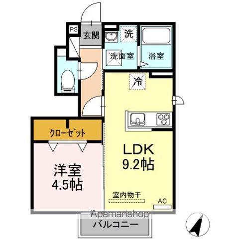 DーROOM下松Ⅱ(1LDK/1階)の間取り写真