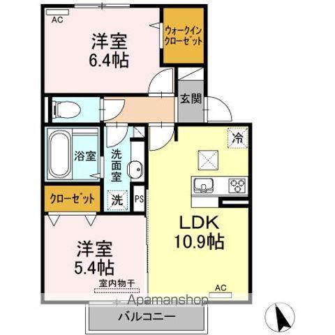 サンシャイン永添 A棟(2LDK/1階)の間取り写真