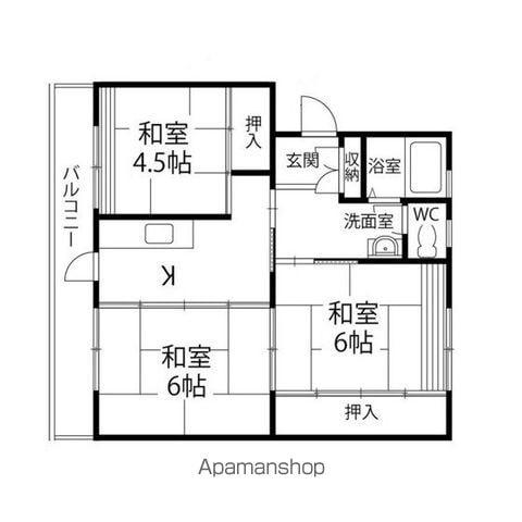 将監団地一街区12号棟(3K/1階)の間取り写真