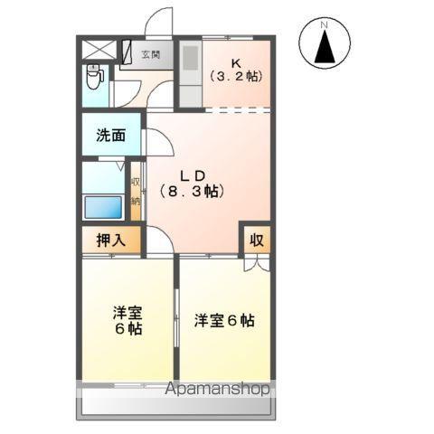 レジデンス花水木(2LDK/2階)の間取り写真