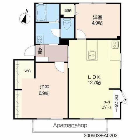 エスポワールホリⅡ(2LDK/2階)の間取り写真