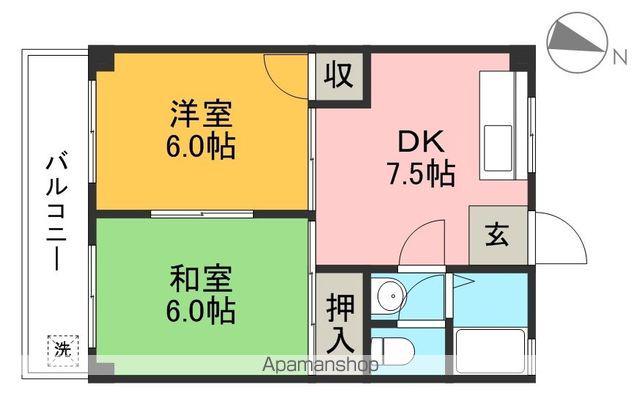 コーポミルキーウェイⅡ(2DK/3階)の間取り写真