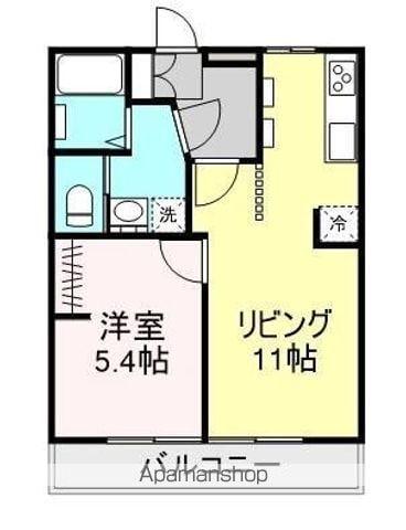 三蔵子ハイツ B棟(1LDK/2階)の間取り写真