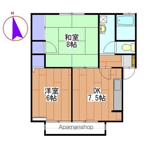 ステラハウスⅠ(2DK/2階)の間取り写真