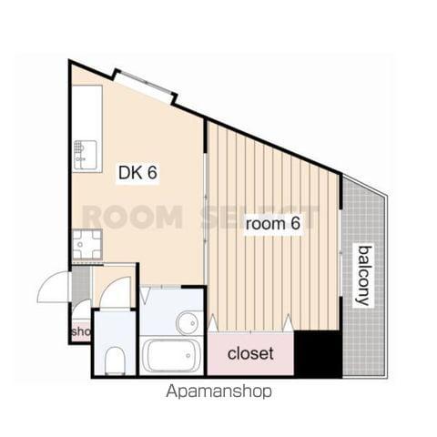 品川ビル(1DK/2階)の間取り写真