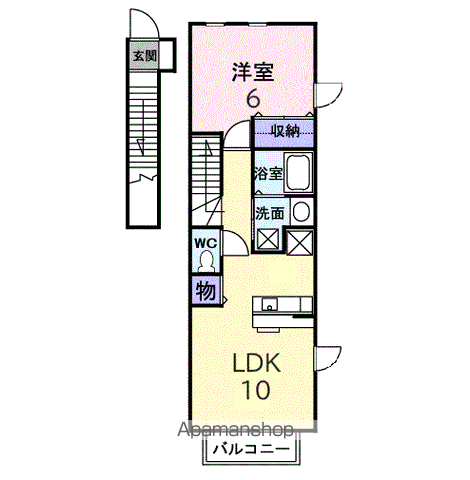 セレーノC(1LDK/2階)の間取り写真